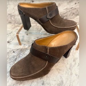 Cole Haan brown suede leather mules size 8.5